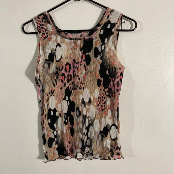 NICOLA Other - Nicola Pleated Top Kids XL Pink Black Leopard Polka Dot Sleeveless Y2K